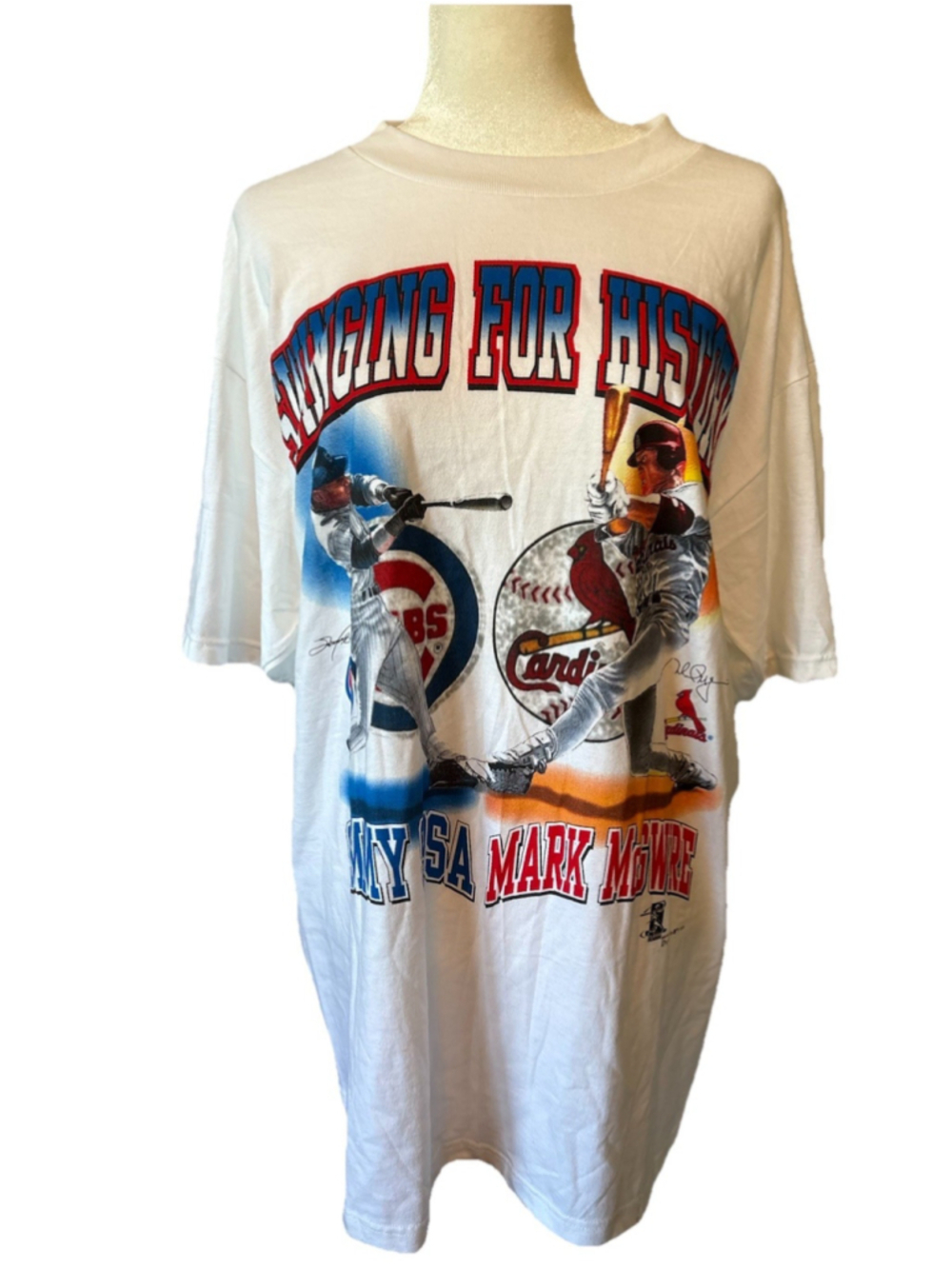 New Vintage 1998 Mark McGwire Sammy Sosa MLB Shirt XL Home Run Race NWT